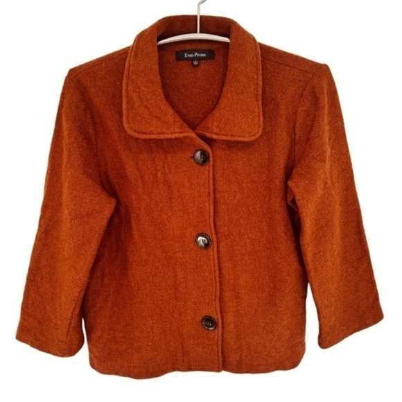 EVAN-PICONE RUST RED 100% WOOL BLAZER SWEATER, WOMENS SIZE L - Picture 1 of 10